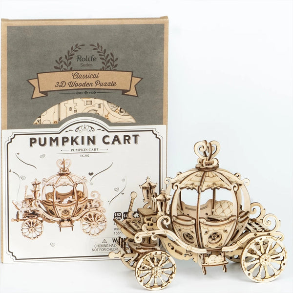 Robotime Pumpkin Cart Model 3D Wooden Puzzle Games Assembly Toys For Children