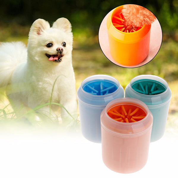 Colourful Pet Dog Paw Cleaner Cleaning Kit Cup Soft Brush