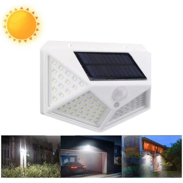 100 Led Solar Powered 1000Lm Pir Motion Sensor Wall Light Outdoor Garden Lamp 3 Modes White
