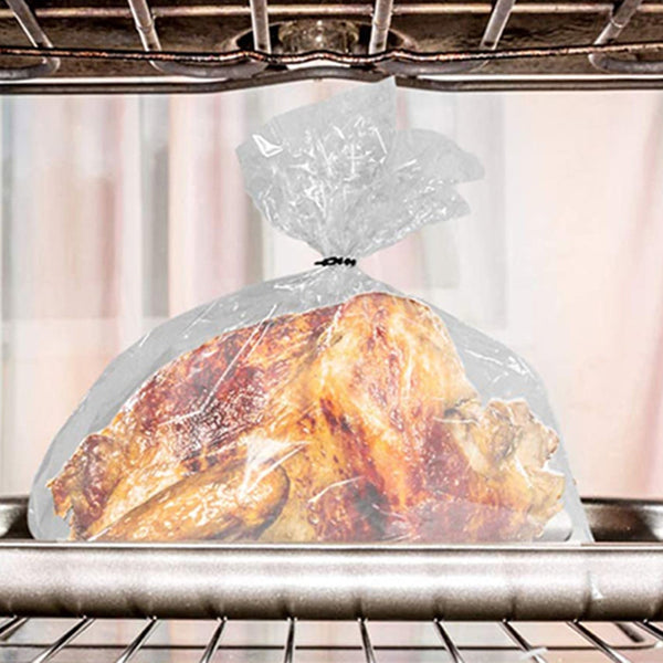 100Pcs Large Roasting Bags Kitchen Microwave Oven Chicken Meat Cooking With Cable Ties