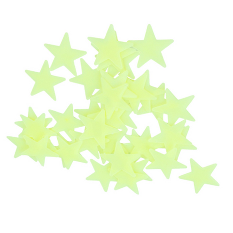 100Pcs Fluorescent Wall Stickers Stars Decal Glow In The Dark Bedroom Home Yellow