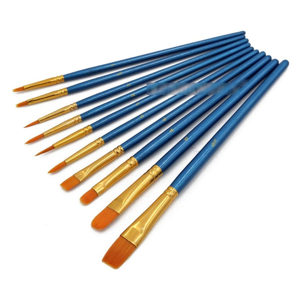 10Pcs Nylon Paint Brushes Set For Drawing Painting Acrylic Watercolor Professional Art Supplies Kids And Adults