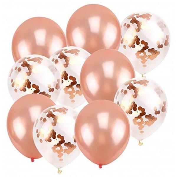10Pcs Rose Gold Confetti Balloons Great For Wedding Decorations Birthday Party Multi A