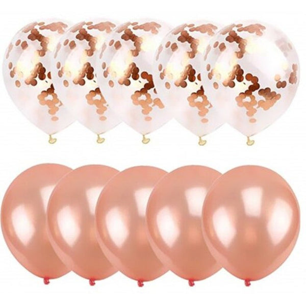 10Pcs Rose Gold Confetti Balloons Great For Wedding Decorations Birthday Party Multi A