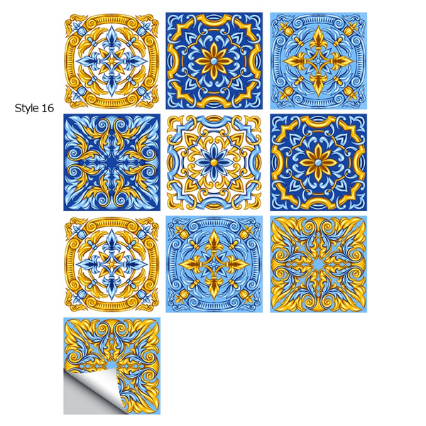 10Pcs/Set Mandala Crystal Hard Film Tiles Wall Stickers Kitchen Bathroom Wardrobe Decoration Art Mural Waterproof Pvc Decal
