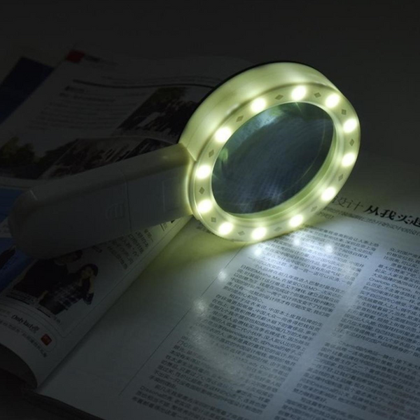 10X Illuminated Large Magnifier Handheld 12 Led Lighted Magnifying Glass For Seniors Reading Jewelry