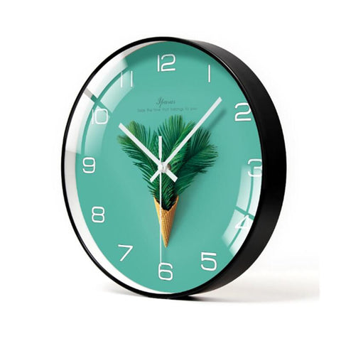 12 Inch Simple Leaf Classic Mute Wall Clock Home Living Room Office Decoration