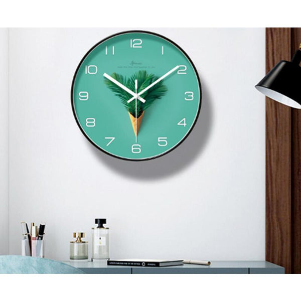 12 Inch Simple Leaf Classic Mute Wall Clock Home Living Room Office Decoration