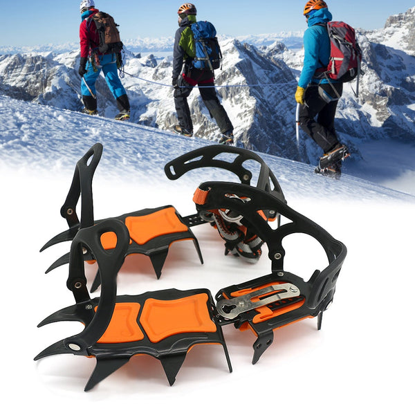 12 Teeth Anti Skid Crampons Manganese Steel Climbing Gear Snow Ice Shoe Grippers Traction Device Mountaineering