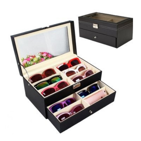 12 Black Eyeglasses Sunglass Oversized Storage Display Case Glasses Organizer