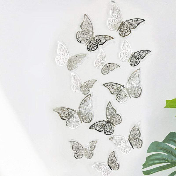 Wallpaper Decals 12Pcs Hollow 3D Butterfly Stickers Removable Set