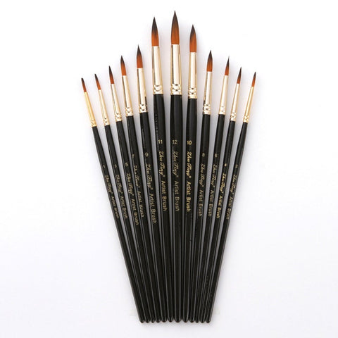 12Pcsset Nylon Watercolor Paint Brushes Gouache Acrylic Painting Pen Pincel Para Pintura Art Supplies