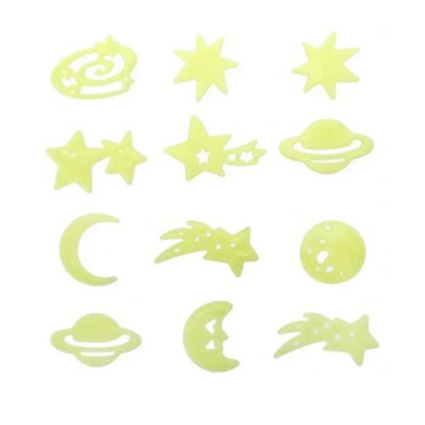 12Pcs Home Wall Stickers Dreamy Noctilucent Sticks Glow In The Dark Light Green
