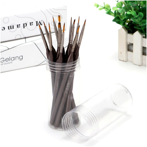 12Pcs Miniature Paint Brush Set Professional Nylon Acrylic Painting Brushes Watercolor Oil For Drawing Art Supplies