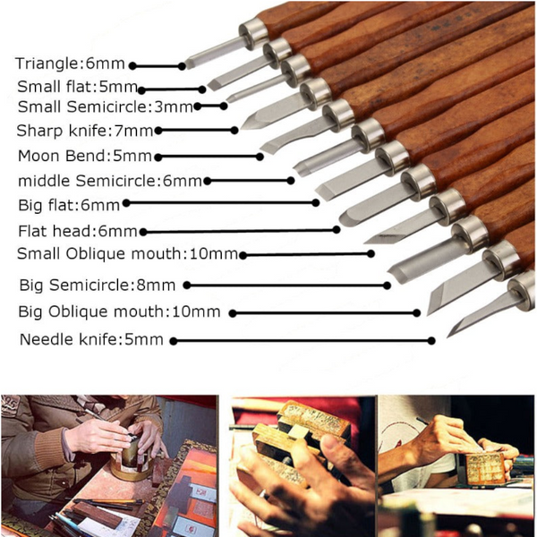 12Pcs / Set Wood Carving Chisel Tool Working Accessories