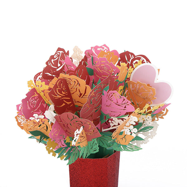 Creative 3D Three-Dimensional Greeting Card Paper Holding Flowers