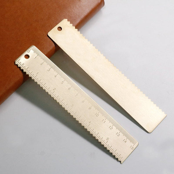 15Cm Outdoor Brass Ruler Bookmark Double Scale Inch Digital For Traveler Notebook