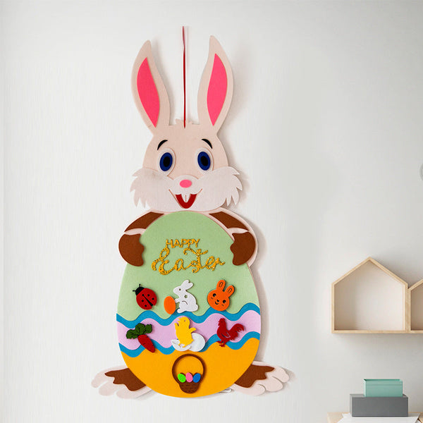 Easter Kids Diy Felt Bunny Pendants Toy With Detachable Alphabet Ornament Gift For Home Door Wall Decoration