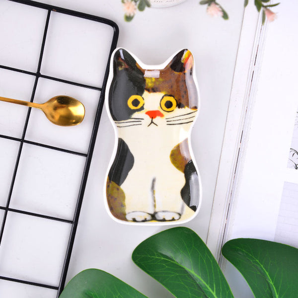 Japanese Style Ceramic Dish Cute Cartoon Kitten Seasoning