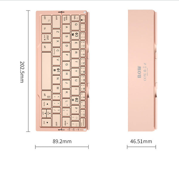 Mini Folding Bluetooth Keyboard Wireless Keypad Support3 Devices With Stand Rechargeable Foldable For Phone Tablet