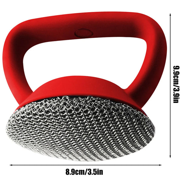 Cast Iron Scrubber 316 Stainless Steel With Handle Wool Round Chainmail Brush Kitchen Gadgets