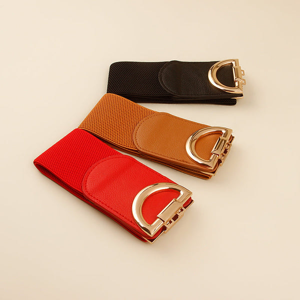 Retro D Word Buckle Elastic Belt Waist Seal Product Information Style Material