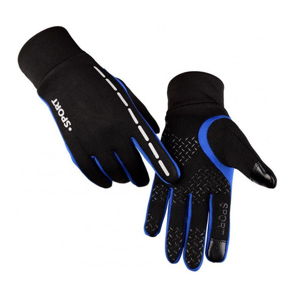 Unisex Luminous Outdoor Cycling Gloves Warm Velvet Touch Screen Waterproof Windproof