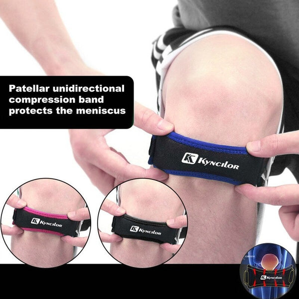 Adjustable Knee Patellar Tendon Support Strap Band Brace Pads For Outdoor Sport Black