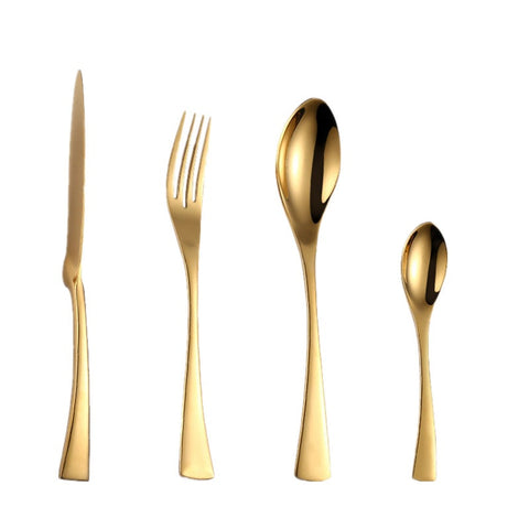 Gold Cutlery Tableware Set Black 201 Stainless Steel Fork Spoon Knife Heavy Feeling Dinnerware