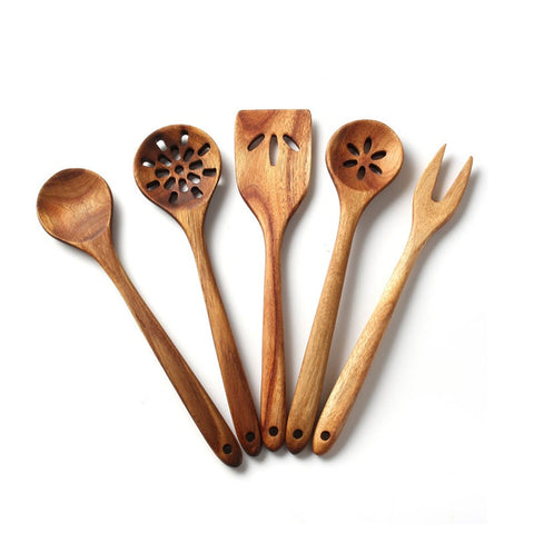 Wooden Kitchenware Non Stick Cooking Pot Set Household Spatula Utensils