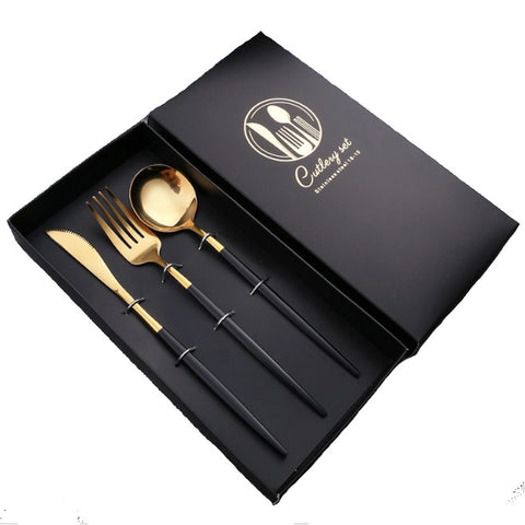 Stainless Steel Spoon Fork Chopstick Knife Set With Storage Gift Box Coffee Dessert Kitchen Tableware