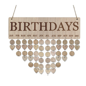 Diy Wall Calendar Birthday Printed Reminder Wooden Board With Tags Hanging Decor