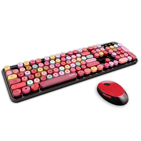 2.4G Wireless Keyboard And Mouse Waterproof Color Lipstick Mechanical Office Suit For Girls