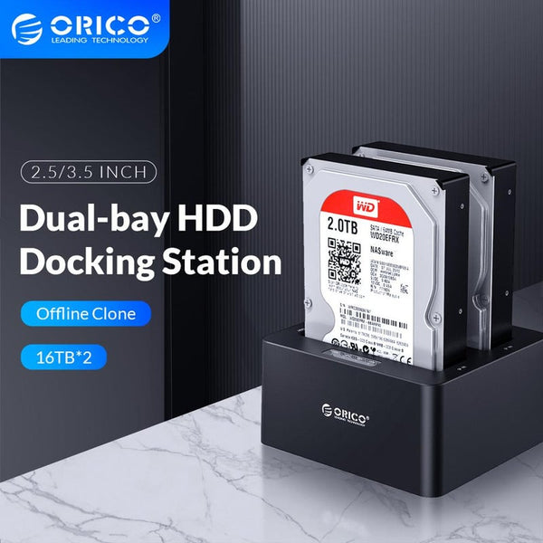 2 Bay Sata To Usb3.0 External Hard Drive Docking Station Hdd Enclosure Black