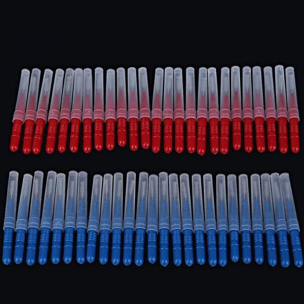 2.5Mm Red Blue Oral Cleaning Interdental Brush 50Pcs Rosso