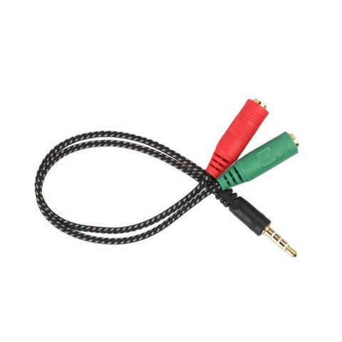5Pcs 2-In-1 Cable Adapter Splitter 3.5Mm Audio Earphone Headset To Female Jack Headphone Mic