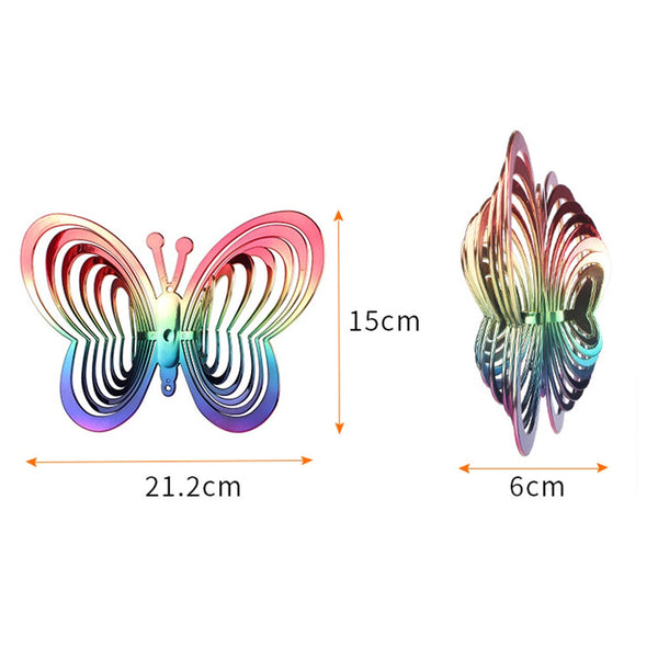 2 Pcs Bird Repeller Butterfly Wind Spinner Garden Yard Hanging Ornament Gradient Colorful Home Decor