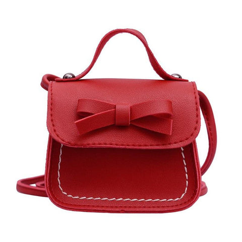 2 Pcs Girls Messenger Bag Cute Bowknot Pure Color Handbags Kids Leather Shoulder Bags Mini Crossbody Clutch