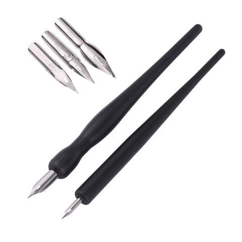 2 Set Cartoon Manga Pen Tip Calligraphy Drawing Tool 5 Nib Holder 1 Eraser Painting Supplie
