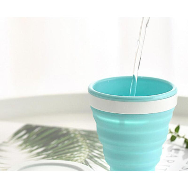 200Ml Silicone Folding Cup Set Water Outdoor Student Practical Coffee Mug Plastic Blue