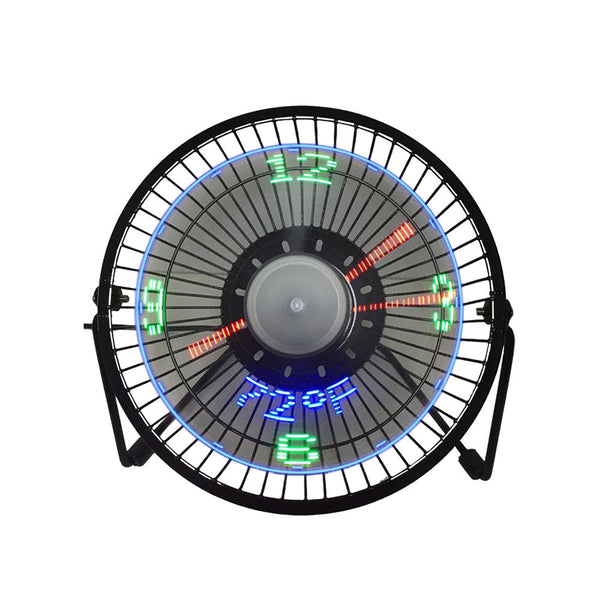 Mini Desk Fan Usb Powered Clock Temperature Display