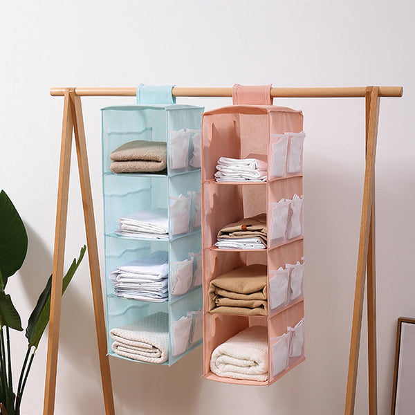 4 Layers Hanging Cube Closet Wardrobe Organiser Side Storage