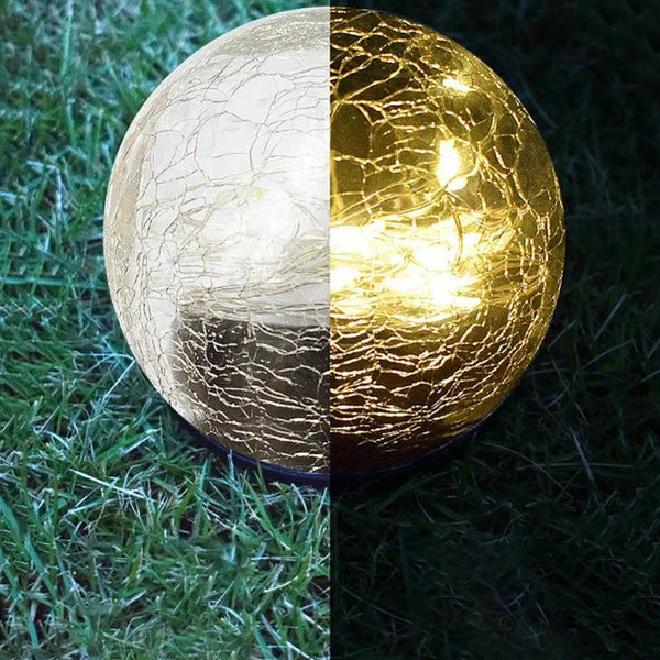 Lumiro Outdoor Cracked Glass Garden Solar Ball Light 15 Cm Captivating Allure