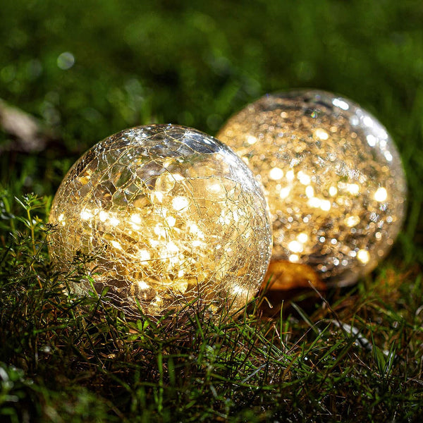 Lumiro Outdoor Cracked Glass Garden Solar Ball Light 15 Cm Captivating Allure