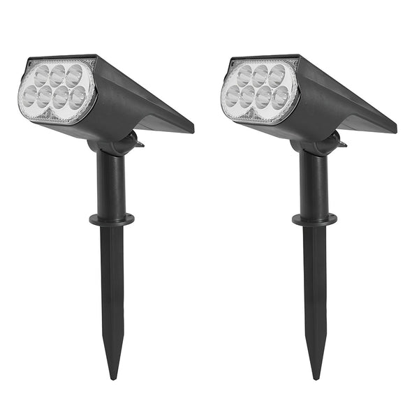 Lumiro 2 Pack Solar Spotlight Ground Plug Lights Adjustable Head Warm Black
