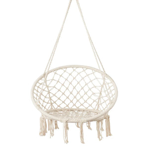 Hyperanger Macrame Swing Chair Hanging Cotton Rope Hammock For Ultimate Comfort