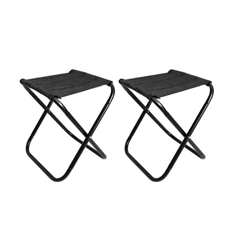 Hyperannger 2 Pack Aluminum Alloy Camping Folding Stool With Storage Bag Black