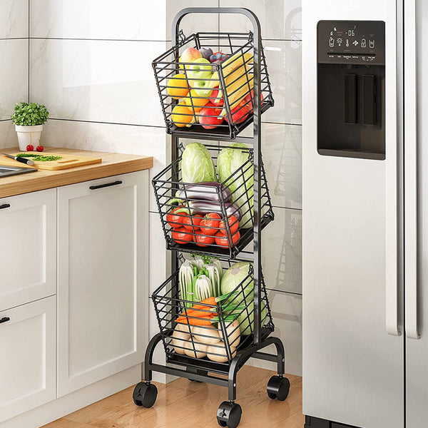 Storfex 3-Tier Kitchen Storage Rack Removable Vegetable Cart
