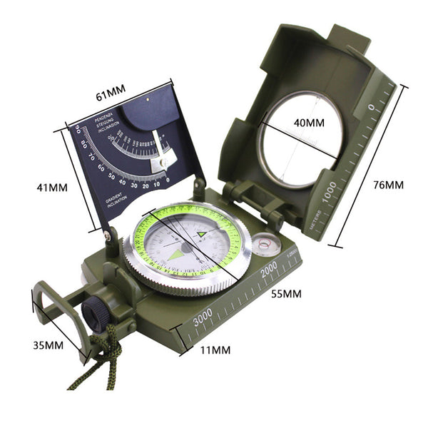Hiking Compass With Sighting Clinometer Camping For Outdoor Activities