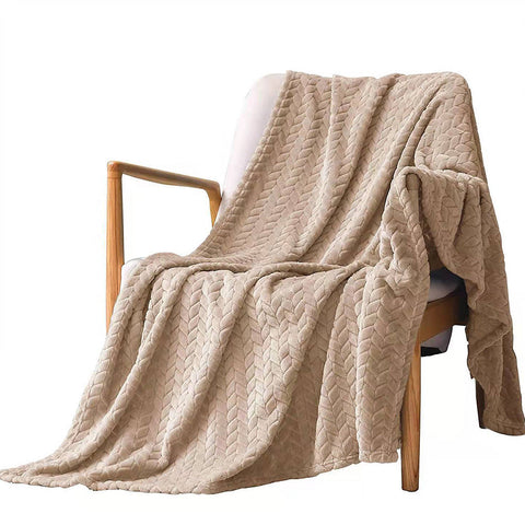 Comfeya Soft Jacquard Leaves Pattern Flannel Fleece Throw Blanket Premium Quali